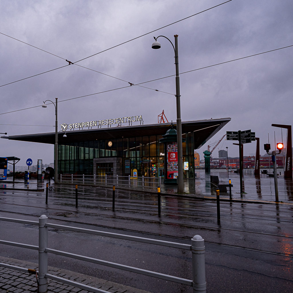 Stenpiren Terminal im Sturm Sabine in Göteborg